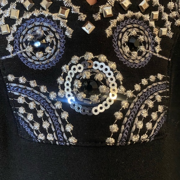 Magnolia Grace Women’s Black Sleeveless evening Sheath Mini Dress shiny Beads - Picture 3 of 11